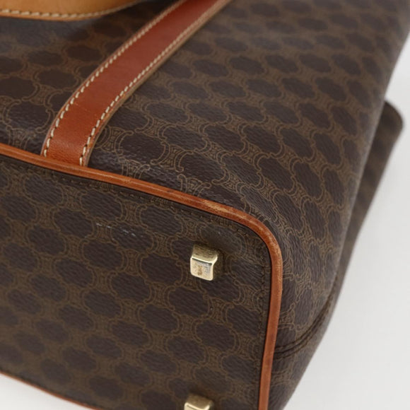 CELINE Macadam Canvas Hand Bag PVC Leather Brown Gold Auth 157762