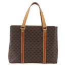 CELINE Macadam Canvas Hand Bag PVC Leather Brown Gold Auth 157762-13