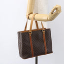 CELINE Macadam Canvas Hand Bag PVC Leather Brown Gold Auth 157762-23