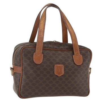 CELINE Macadam Canvas Hand Bag PVC Leather Brown Gold Auth 157763