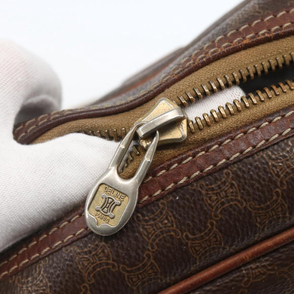 CELINE Macadam Canvas Hand Bag PVC Leather Brown Gold Auth 157763