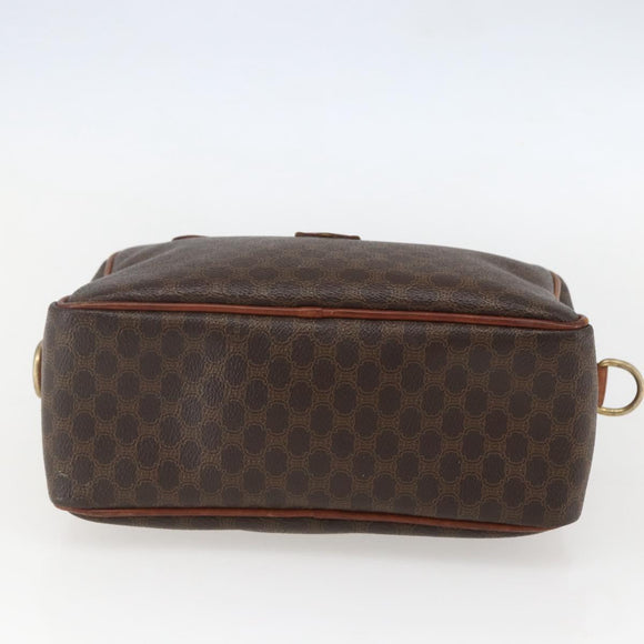 CELINE Macadam Canvas Hand Bag PVC Leather Brown Gold Auth 157763