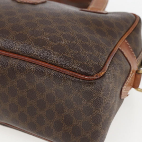 CELINE Macadam Canvas Hand Bag PVC Leather Brown Gold Auth 157763