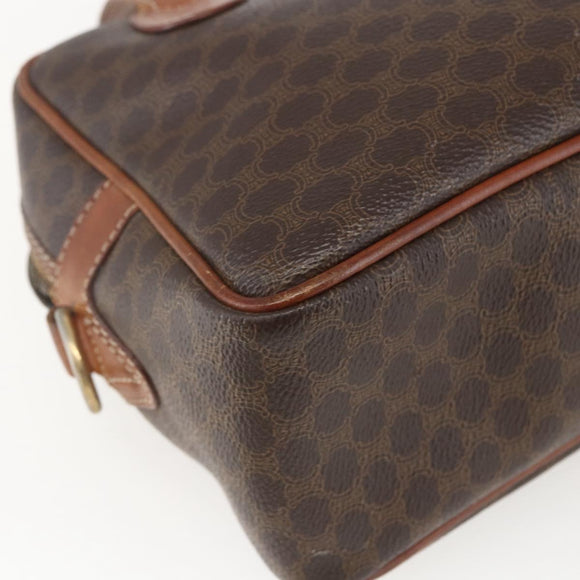 CELINE Macadam Canvas Hand Bag PVC Leather Brown Gold Auth 157763