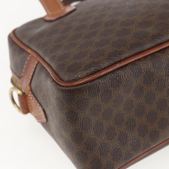 CELINE Macadam Canvas Hand Bag PVC Leather Brown Gold Auth 157763