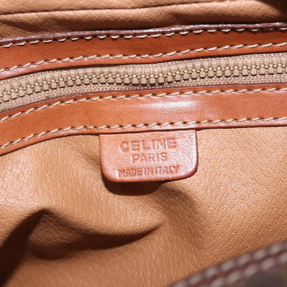 CELINE Macadam Canvas Hand Bag PVC Leather Brown Gold Auth 157763