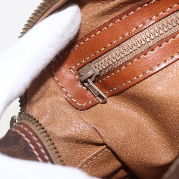 CELINE Macadam Canvas Hand Bag PVC Leather Brown Gold Auth 157763