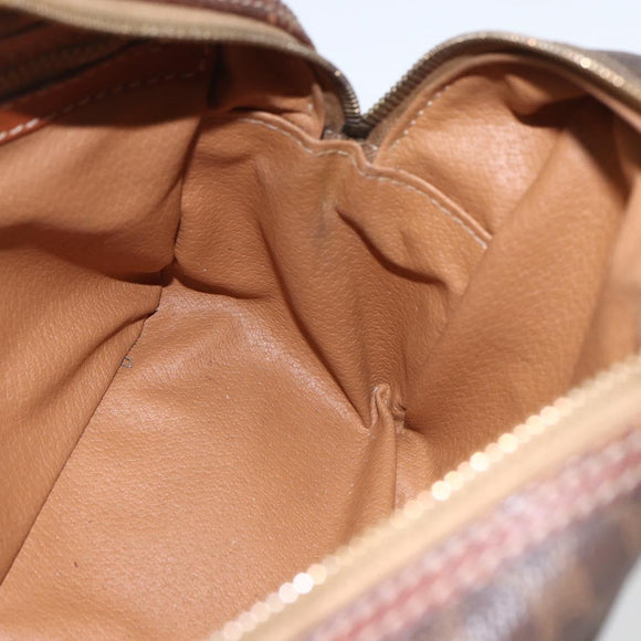 CELINE Macadam Canvas Hand Bag PVC Leather Brown Gold Auth 157763