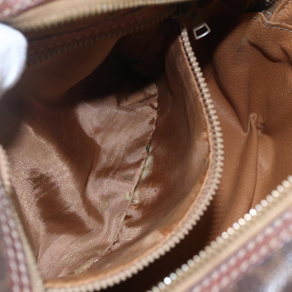 CELINE Macadam Canvas Hand Bag PVC Leather Brown Gold Auth 157763