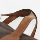 CELINE Macadam Canvas Hand Bag PVC Leather Brown Gold Auth 157763-8