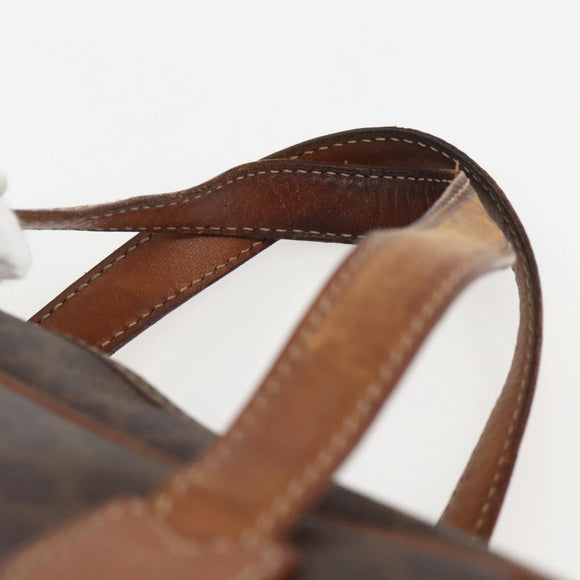 CELINE Macadam Canvas Hand Bag PVC Leather Brown Gold Auth 157763