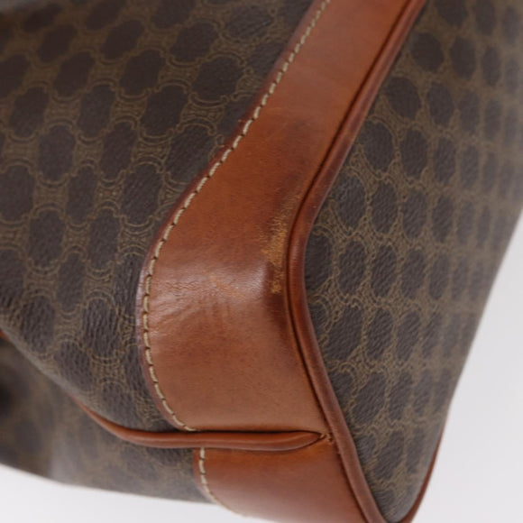 CELINE Macadam Canvas Hand Bag PVC Leather Brown Gold Auth 157764