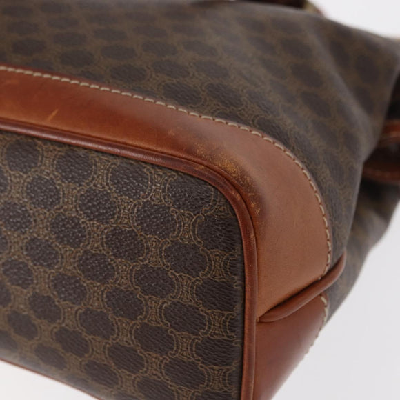 CELINE Macadam Canvas Hand Bag PVC Leather Brown Gold Auth 157764