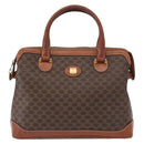 CELINE Macadam Canvas Hand Bag PVC Leather Brown Gold Auth 157764-13