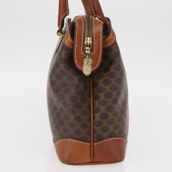 CELINE Macadam Canvas Hand Bag PVC Leather Brown Gold Auth 157764