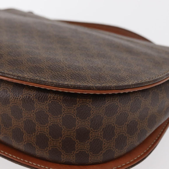 CELINE Macadam Canvas Hand Bag PVC Leather Brown Gold Auth 157765