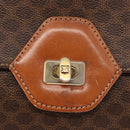 CELINE Macadam Canvas Hand Bag PVC Leather Brown Gold Auth 157765-18