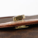 CELINE Macadam Canvas Hand Bag PVC Leather Brown Gold Auth 157765-9