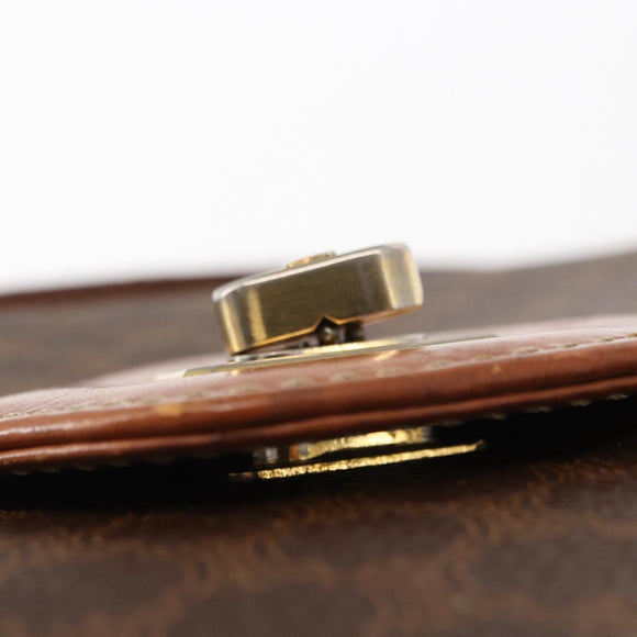 CELINE Macadam Canvas Hand Bag PVC Leather Brown Gold Auth 157765