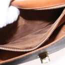 CELINE Macadam Canvas Hand Bag PVC Leather Brown Gold Auth 157765-11