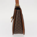 CELINE Macadam Canvas Hand Bag PVC Leather Brown Gold Auth 157765-3