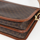 CELINE Macadam Canvas Shoulder Bag PVC Leather Brown Gold Auth 157766-15