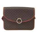 CELINE Macadam Canvas Shoulder Bag PVC Leather Brown Gold Auth 157766-13