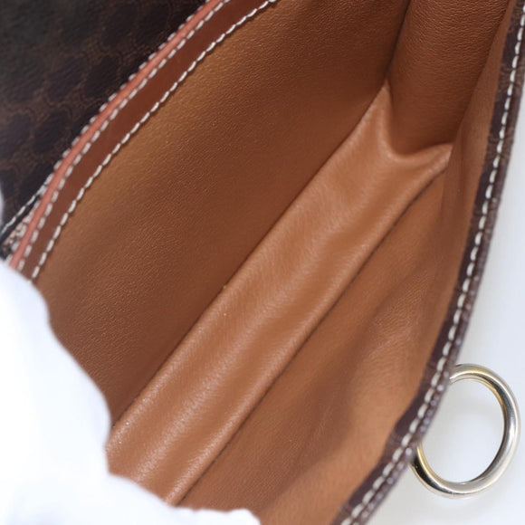 CELINE Macadam Canvas Shoulder Bag PVC Leather Brown Gold Auth 157766