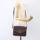 CELINE Macadam Canvas Shoulder Bag PVC Leather Brown Gold Auth 157766-24