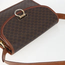CELINE Macadam Canvas Shoulder Bag PVC Leather Brown Gold Auth 157766-6