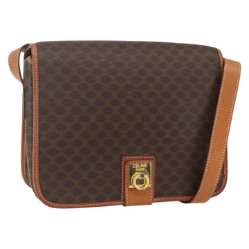 CELINE Macadam Canvas Shoulder Bag PVC Leather Brown Gold Auth 157767