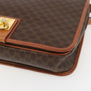CELINE Macadam Canvas Shoulder Bag PVC Leather Brown Gold Auth 157767-10
