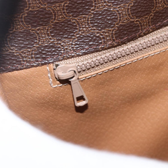 CELINE Macadam Canvas Shoulder Bag PVC Leather Brown Gold Auth 157767