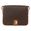 CELINE Macadam Canvas Shoulder Bag PVC Leather Brown Gold Auth 157767-2