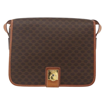 CELINE Macadam Canvas Shoulder Bag PVC Leather Brown Gold Auth 157767 - 0