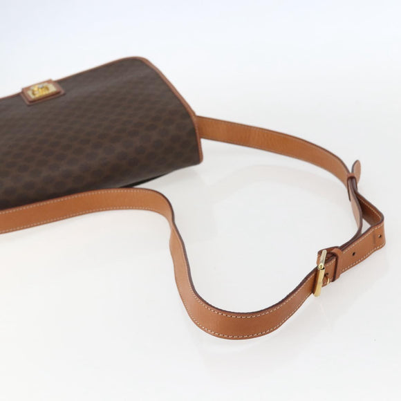 CELINE Macadam Canvas Shoulder Bag PVC Leather Brown Gold Auth 157767
