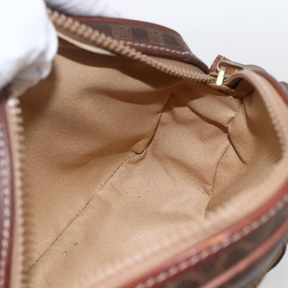 CELINE Macadam Canvas Shoulder Bag PVC Leather Brown Gold Auth 157768