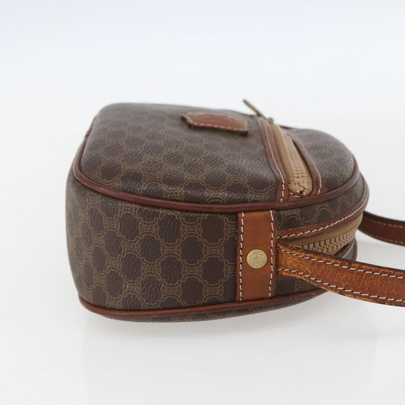 CELINE Macadam Canvas Shoulder Bag PVC Leather Brown Gold Auth 157768