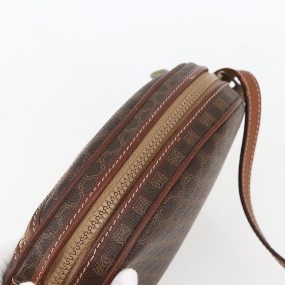 CELINE Macadam Canvas Shoulder Bag PVC Leather Brown Gold Auth 157768