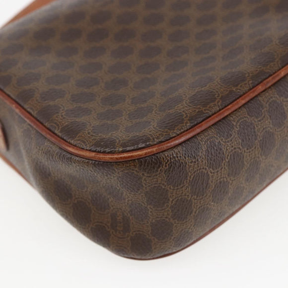 CELINE Macadam Canvas Shoulder Bag PVC Leather Brown Gold Auth 157769
