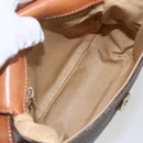 CELINE Macadam Canvas Shoulder Bag PVC Leather Brown Gold Auth 157769-17