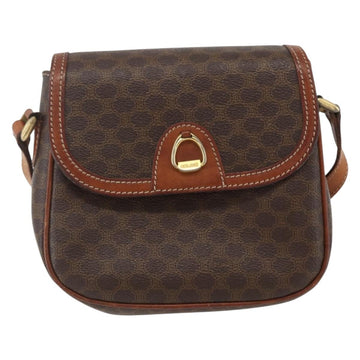CELINE Macadam Canvas Shoulder Bag PVC Leather Brown Gold Auth 157769 - 0