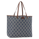 CELINE Paris Macadam Canvas Tote Bag Denim Blue Gold Auth 157771-1
