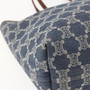 CELINE Paris Macadam Canvas Tote Bag Denim Blue Gold Auth 157771-11