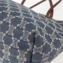 CELINE Paris Macadam Canvas Tote Bag Denim Blue Gold Auth 157771-12