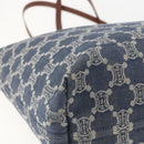 CELINE Paris Macadam Canvas Tote Bag Denim Blue Gold Auth 157771-13