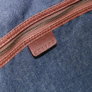 CELINE Paris Macadam Canvas Tote Bag Denim Blue Gold Auth 157771-14