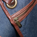 CELINE Paris Macadam Canvas Tote Bag Denim Blue Gold Auth 157771-15