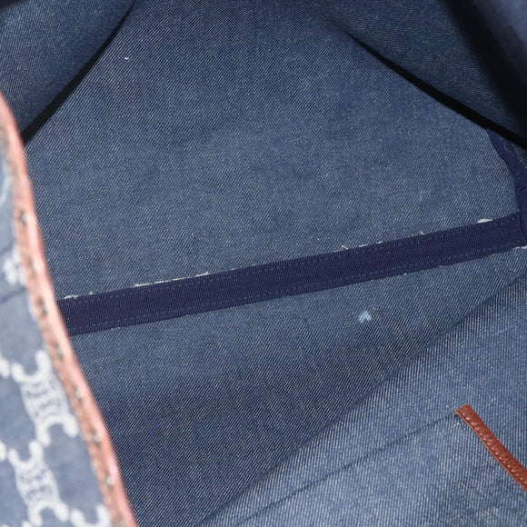 CELINE Paris Macadam Canvas Tote Bag Denim Blue Gold Auth 157771