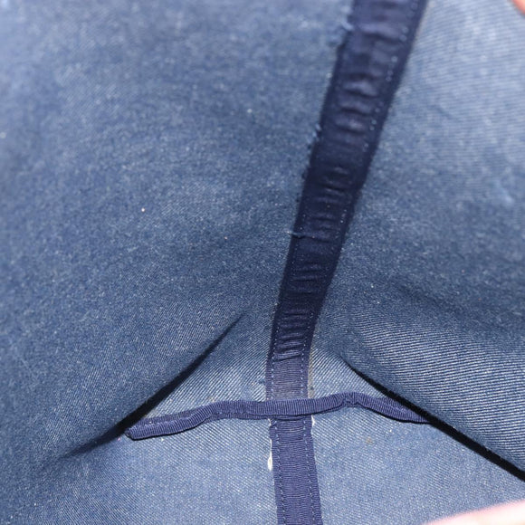 CELINE Paris Macadam Canvas Tote Bag Denim Blue Gold Auth 157771